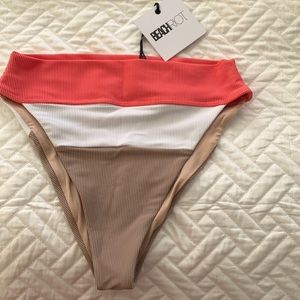 Beach Riot Alexis bottom Coral Color block size medium